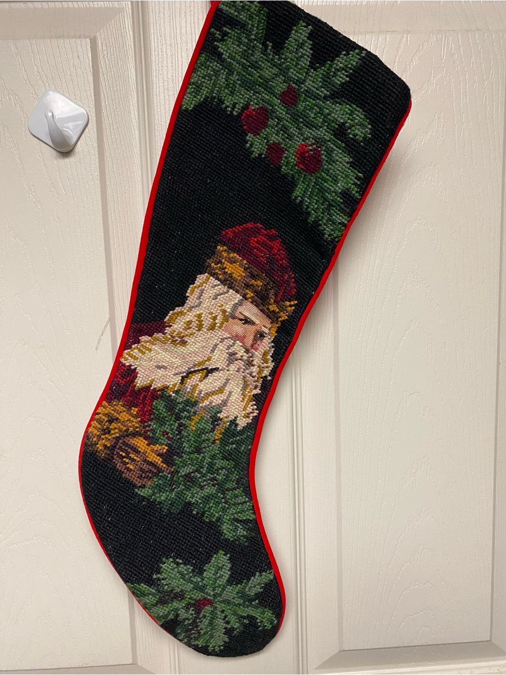 Vintage Needlepoint Christmas Stocking